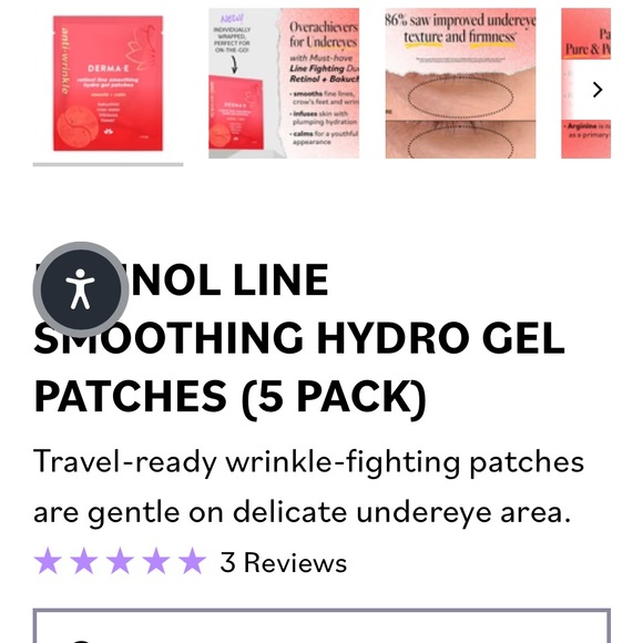 12 patches total Retail$35 Derma E Retinol B3 Bright Eyes Gel Patches - Picture 4 of 4